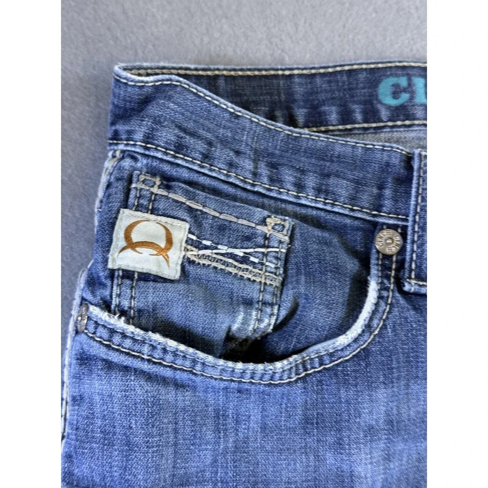Cinch Grant Jeans Mens 30x34 Medium Wash Blue Relaxed Bootcut Distressed Denim